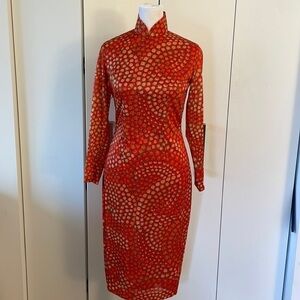 Vintage Peach 🍑 Pattern Japanese/ Chinese Long Sleeve Dress